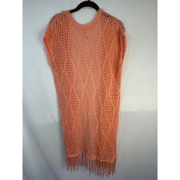 no boundaries cardigan sweater open front knit fringe peach acrylic size 7 READ - Picture 7 of 7